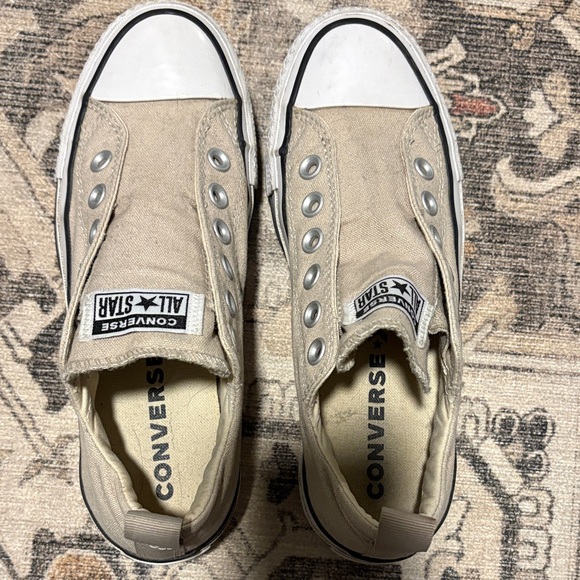 Converse Shoes - Converse Slip-On Canvas Sneakers - Beige and White